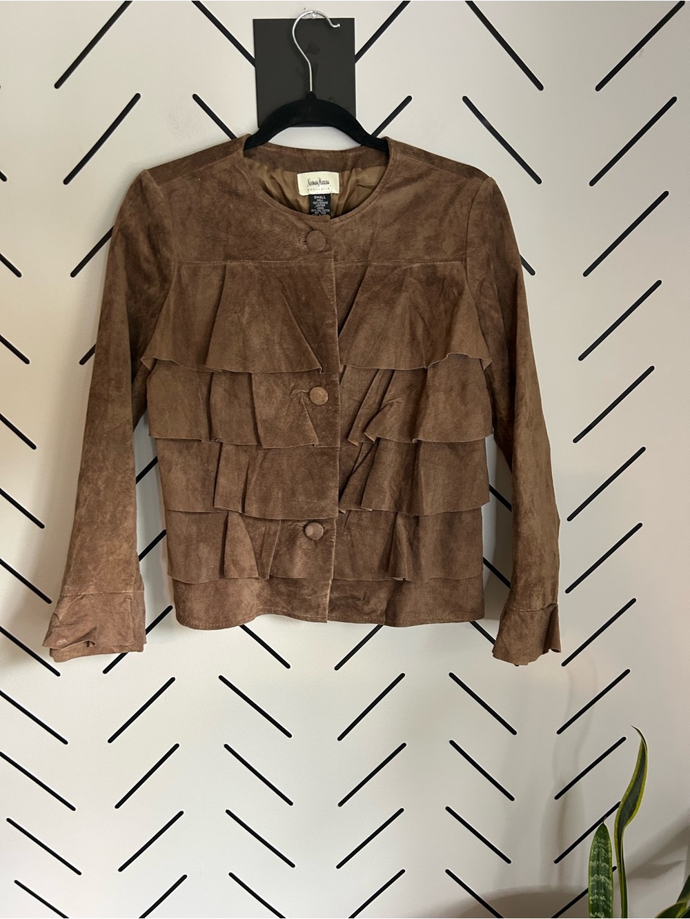 Vintage Neiman Marcus leather suede ruffle jacket